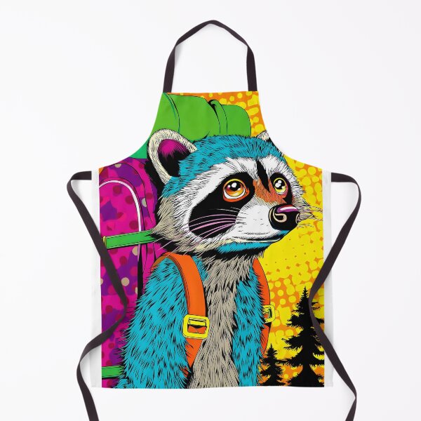 Item preview, Colorful Raccoon Hiking with Backpack in Nature Scene designed and sold by Artessie.