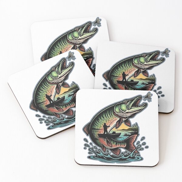 Item preview, Muskie Fishing Double Exposure - Northern Pike Lake Nature Art designed and sold by SasquatchTrail.