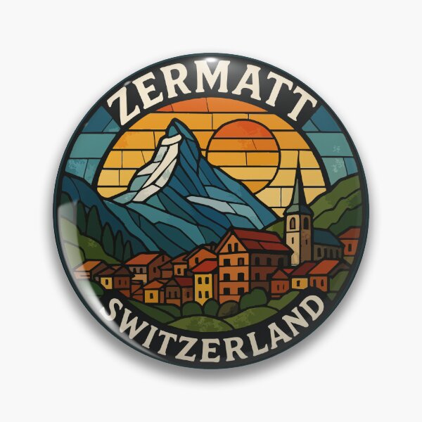 Item preview, Zermatt Town Switzerland Stained Glass Travel designed and sold by TomFrontierArt.