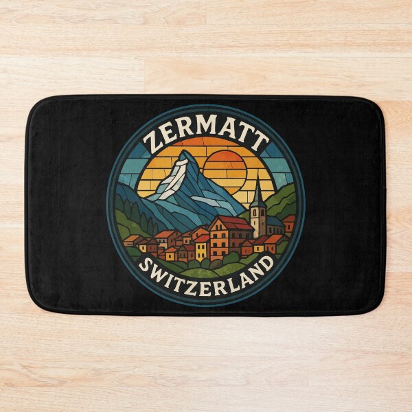 Item preview, Zermatt Town Switzerland Stained Glass Travel designed and sold by TomFrontierArt.