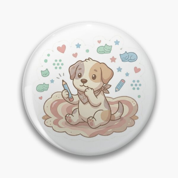 Item preview, Thinking Puppy with Pencil Sticker – Cute Creative Dog Pastel Minimal Art designed and sold by wildbest.