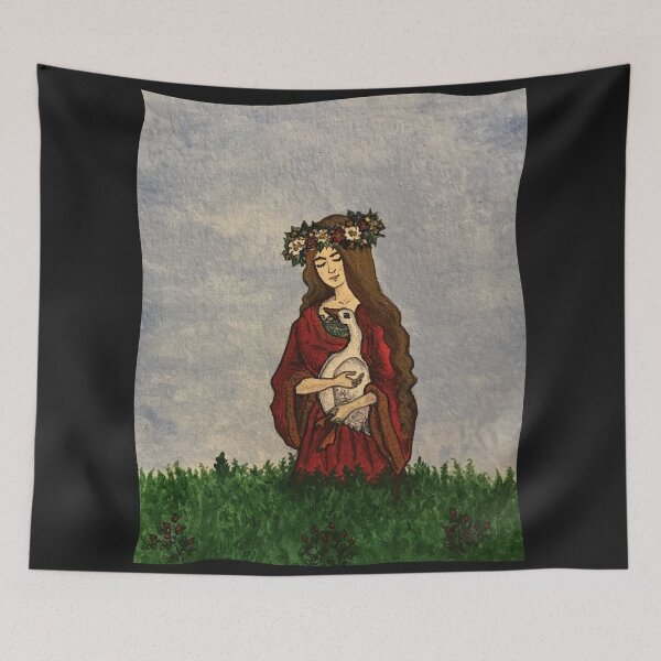Item preview, Medieval lady in a red gown with a goose designed and sold by creaphyl28.