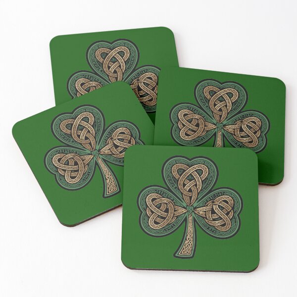 Item preview, Celtic Knot Shamrock Irish Heritage | Emerald Gold Ogham Runes Design designed and sold by CELTIC-DESIGNS.