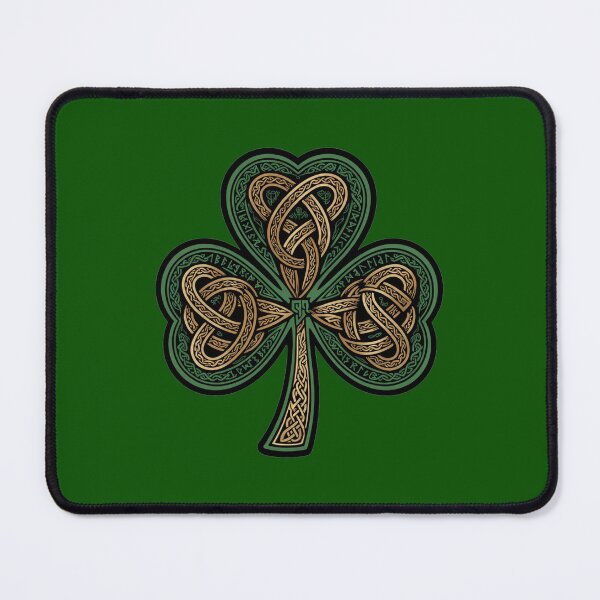 Item preview, Celtic Knot Shamrock Irish Heritage | Emerald Gold Ogham Runes Design designed and sold by CELTIC-DESIGNS.