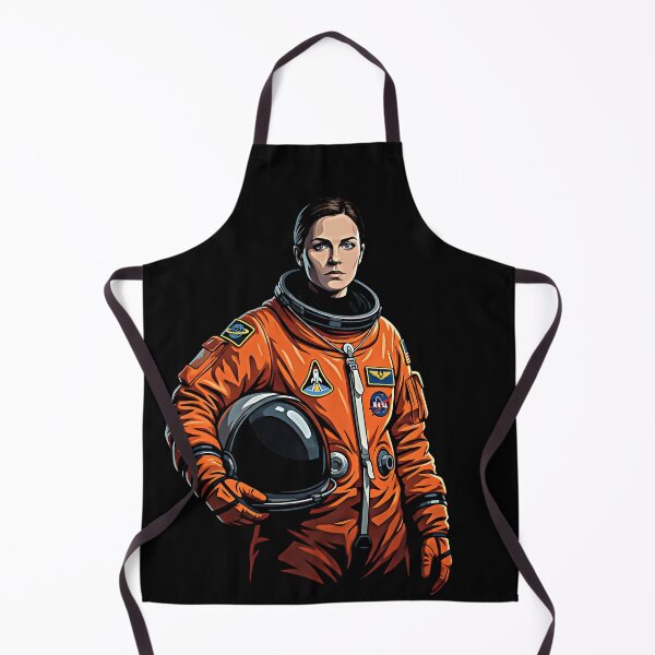 Item preview, Woman Astronaut Orange Space Suit Helmet Mission Patch Retro Sci-Fi Portrait designed and sold by graphixpolash.