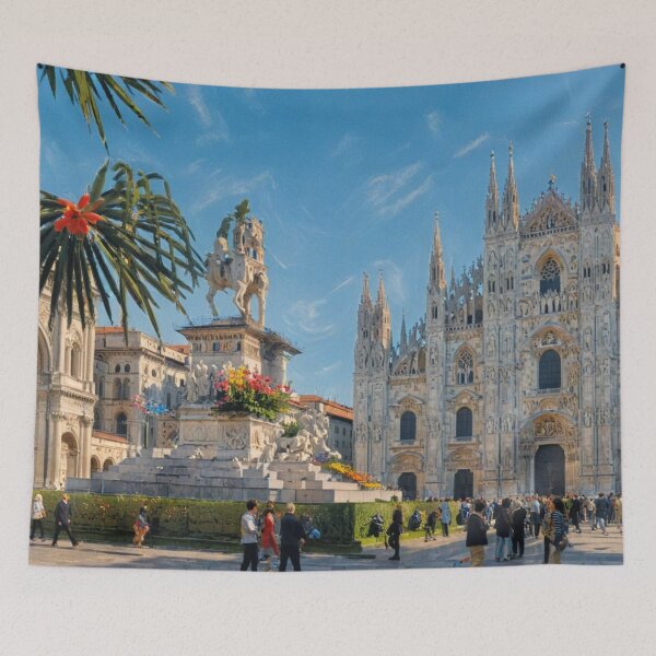 Item preview, Milan, Piazza del Duomo and equestrian statue of Vittorio Emanuele II. designed and sold by sid1802.