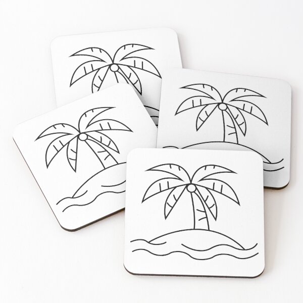 Item preview, Minimalist Tropical Palm Tree on a Small Island Line Art designed and sold by DesignbyAnnaM.