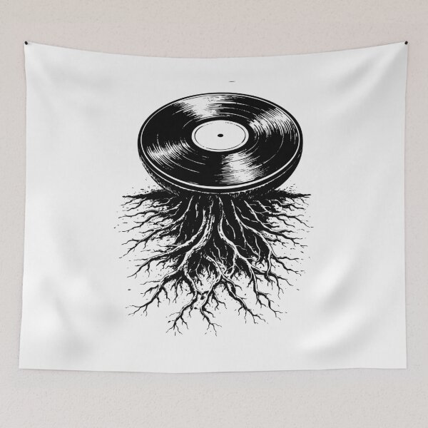 Aperçu de l'œuvre The Roots of Music Disque vinyle vintage rétro Esthétique kanji japonais créée et vendue par gunaone-design.