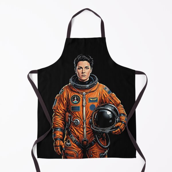 Item preview, Short Hair Woman Astronaut Orange Space Suit Helmet Mission Patch Sci-Fi Portrait designed and sold by graphixpolash.