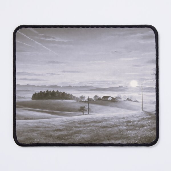 Artikelvorschau, Black and White Anime Landscape – Minimal Calm Nature Art entworfen und verkauft von peacefulframes.art.