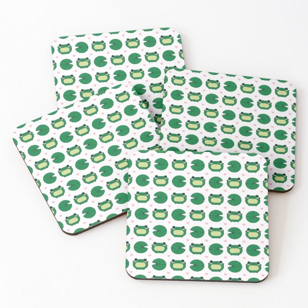 Item preview, Cute Kawaii Chibi Frogs with Hearts and Lily Pads designed and sold by DrawnByAllu.