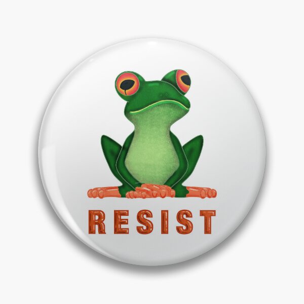 Item preview, Cute Tree Frog Resist Art – “Prince No More” Bold Protest Illustration Sticker | Green Frog Standing for the People designed and sold by MFGB-Creations.