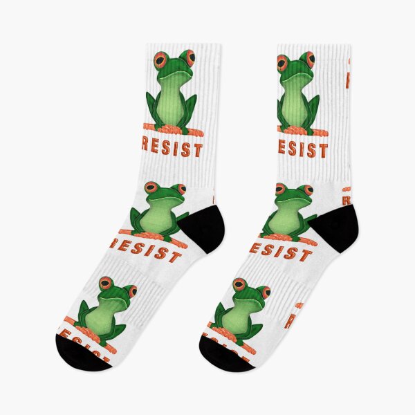 Item preview, Cute Tree Frog Resist Art – “Prince No More” Bold Protest Illustration Sticker | Green Frog Standing for the People designed and sold by MFGB-Creations.