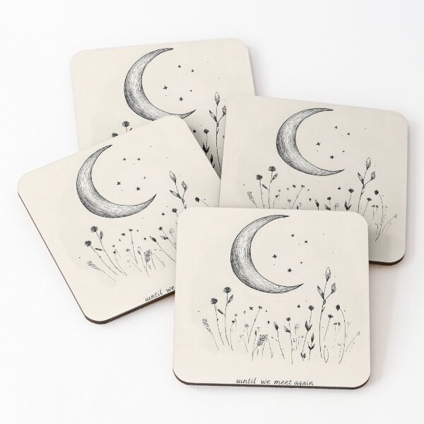 Item preview, Until We Meet Again Moon Art, Minimalist Celestial Design, Sympathy Gift, Memorial Wildflower Illustration, Aesthetic Spiritual Artwork designed and sold by InnerFaith.