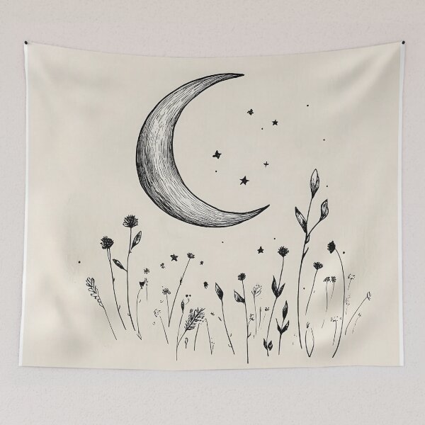 Item preview, Until We Meet Again Moon Art, Minimalist Celestial Design, Sympathy Gift, Memorial Wildflower Illustration, Aesthetic Spiritual Artwork designed and sold by innerfaith.
