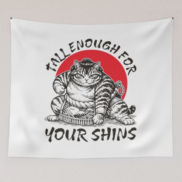Item preview, Tall Enough For Your Shins Funny Cat Sumo Wrestler designed and sold by gunaone-design.