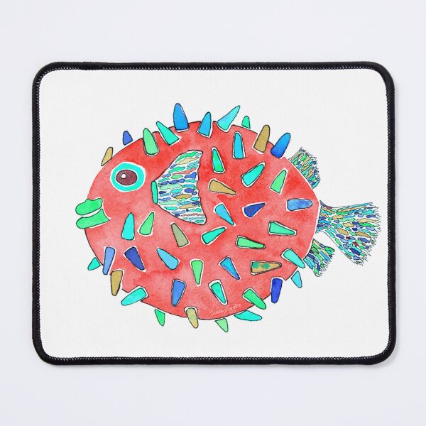 Item preview, Red Pufferfish Watercolor Design designed and sold by AlinaArt&Design.