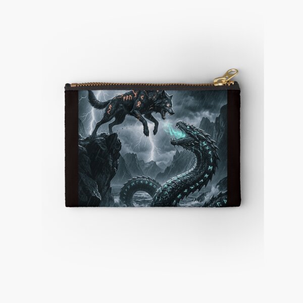Item preview, Fenrir and Jormungand fighting. designed and sold by  ViralVisionsCreating .