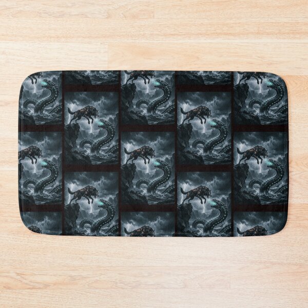 Item preview, Fenrir and Jormungand fighting. designed and sold by  ViralVisionsCreating .