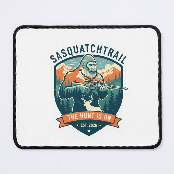 Item preview, Sasquatch Hunter Badge - Big Foot Hunting Mountain Nature Art designed and sold by SasquatchTrail.