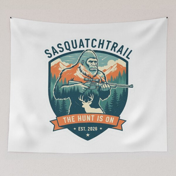 Item preview, Sasquatch Hunter Badge - Big Foot Hunting Mountain Nature Art designed and sold by SasquatchTrail.