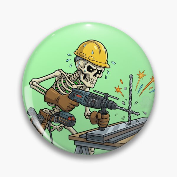 Item preview, Dead Serious Work Skeleton Construction Worker Funny Metal Drilling Design designed and sold by Raw Tigers.