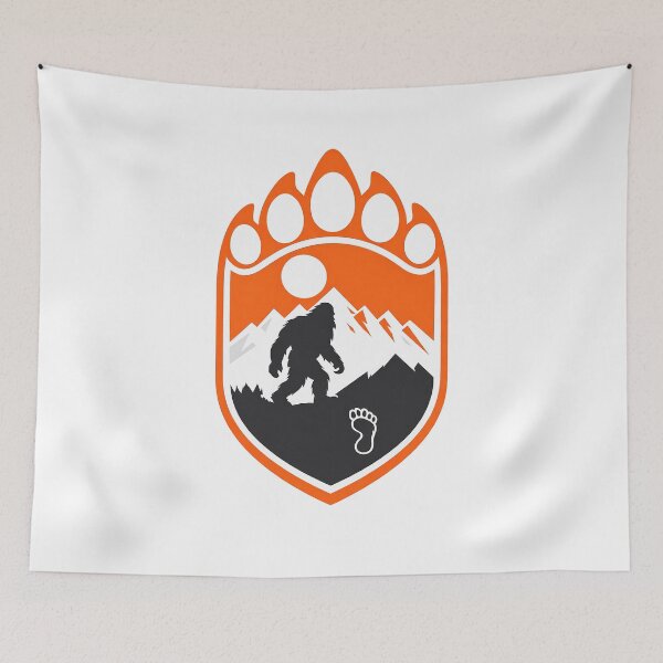 Item preview, Sasquatch Bigfoot Paw Print Badge - Orange Mountain Nature Art designed and sold by SasquatchTrail.