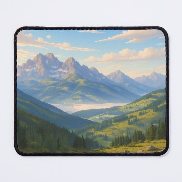 Item preview, Dreamy Anime Mountain Landscape – Peaceful Nature Valley Scene designed and sold by peacefulframes.art.