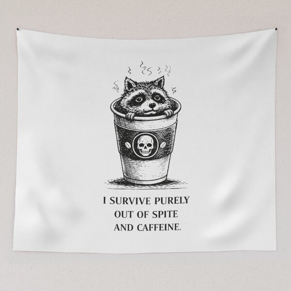 Item preview, Anxiety Raccoon Coffee Meme – I Survive Out Of Spite And Caffeine Funny Trash Panda designed and sold by Region.