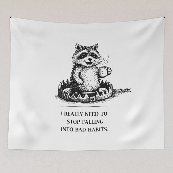 Item preview, Anxiety Raccoon Trap Meme – I Need To Stop Falling Into Bad Habits designed and sold by Region.
