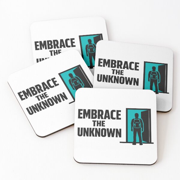 Item preview, Embrace The Unknown Minimalist Backpacker Doorway Silhouette designed and sold by FunFitLife Studio.