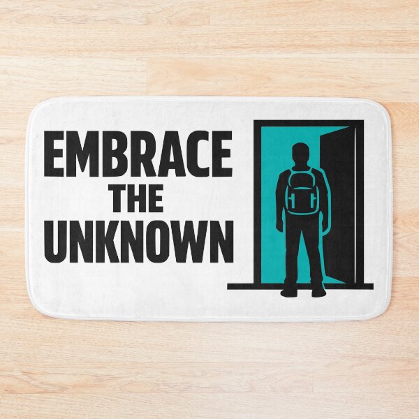 Item preview, Embrace The Unknown Minimalist Backpacker Doorway Silhouette designed and sold by FunFitLife Studio.