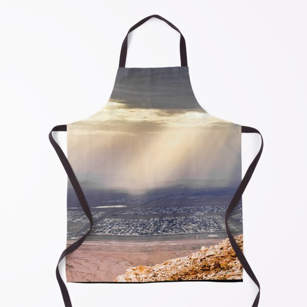 Item preview, Desert City View from Mountain - Dramatic Sunrays & Rocky Cliff Edge designed and sold by AbulailArt.