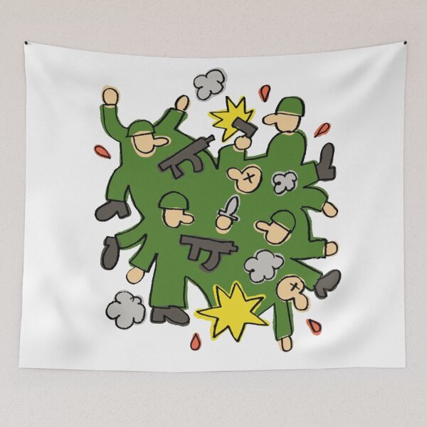 Item preview, Chaotic Cartoon Battle Scene Cute Soldiers Explosion Doodle Style  Main Tag designed and sold by SeriouslyArtistical.