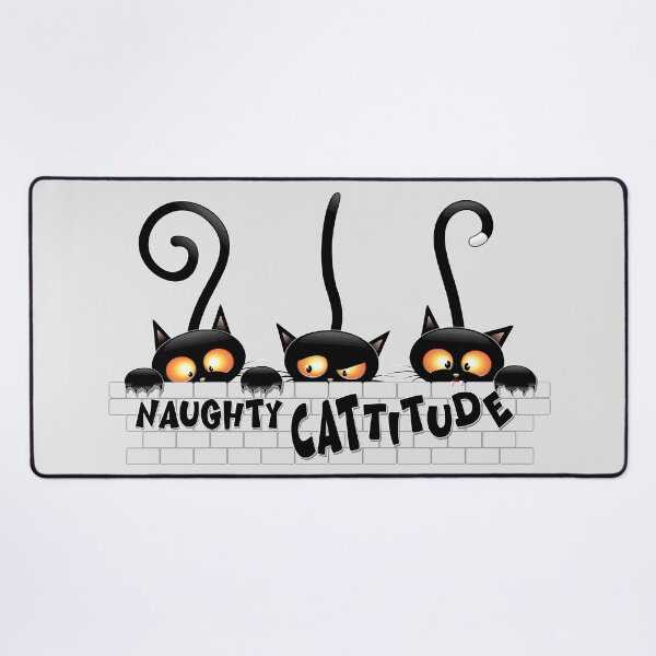 Item preview, "Naughty Cattitude" Funny three Black Cats meme designed and sold by BluedarkArt.