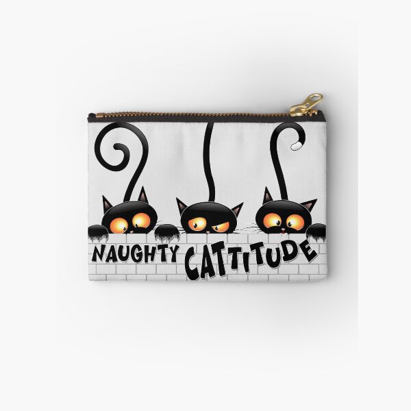 Item preview, "Naughty Cattitude" Funny three Black Cats meme designed and sold by BluedarkArt.