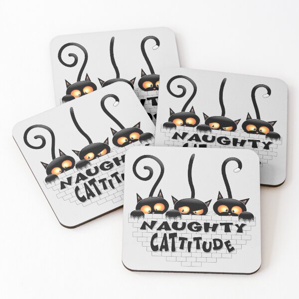 Item preview, "Naughty Cattitude" Funny three Black Cats meme designed and sold by BluedarkArt.