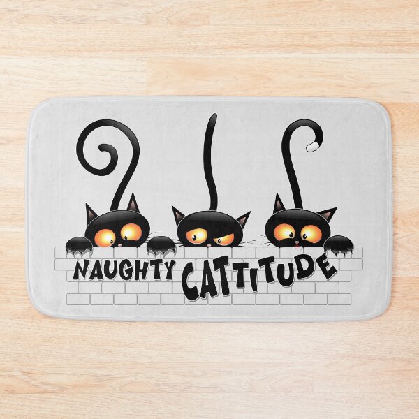 Item preview, "Naughty Cattitude" Funny three Black Cats meme designed and sold by BluedarkArt.