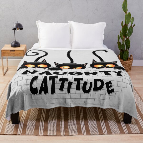 Item preview, "Naughty Cattitude" Funny three Black Cats meme designed and sold by BluedarkArt.