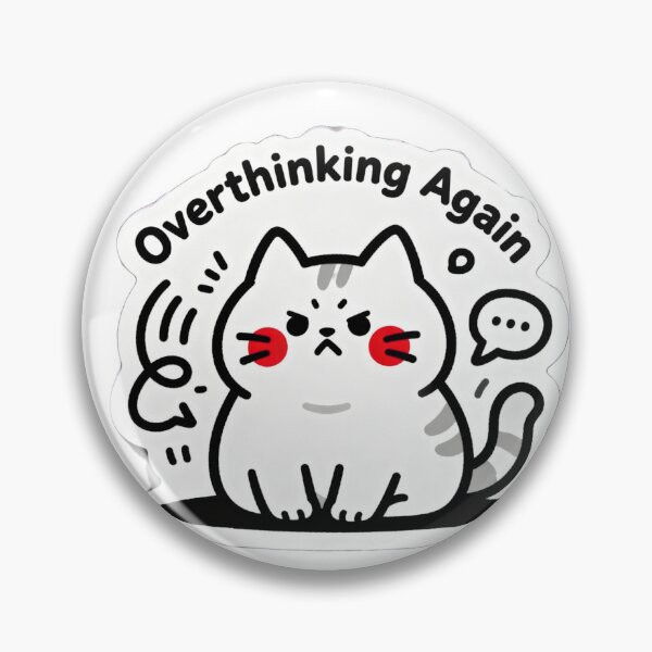 Item preview, Overthinking Again Cat – Funny Minimalist Anxiety Meme Design designed and sold by Modefissi.