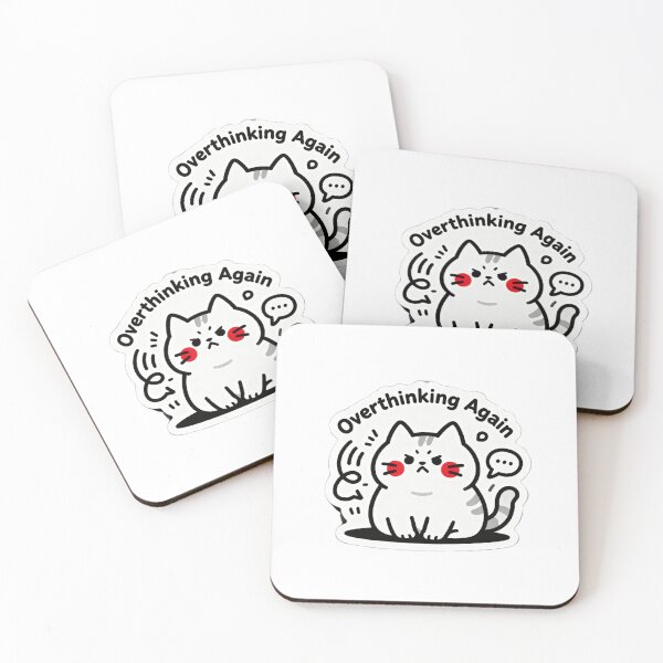 Item preview, Overthinking Again Cat – Funny Minimalist Anxiety Meme Design designed and sold by Modefissi.