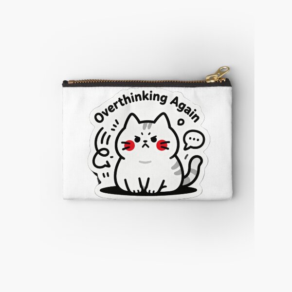 Item preview, Overthinking Again Cat – Funny Minimalist Anxiety Meme Design designed and sold by Modefissi.