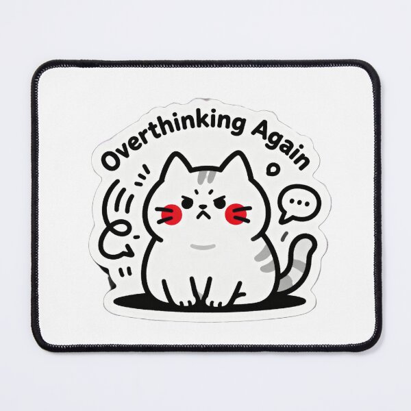 Item preview, Overthinking Again Cat – Funny Minimalist Anxiety Meme Design designed and sold by Modefissi.