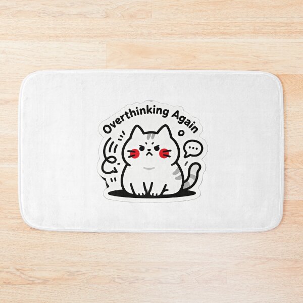 Item preview, Overthinking Again Cat – Funny Minimalist Anxiety Meme Design designed and sold by Modefissi.