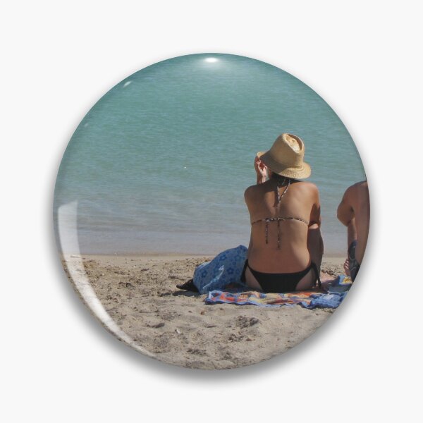 Item preview, Couple Relaxing on Sandy Beach Towels by Turquoise Sea Watching Calm Ocean Together designed and sold by Nmallia.