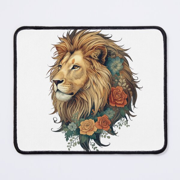 Item preview, Majestic Lion with Floral Mane – Boho Wildlife Nature Art Design designed and sold by Kruti Collection.