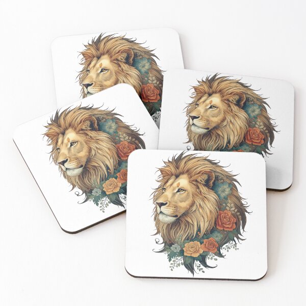 Item preview, Majestic Lion with Floral Mane – Boho Wildlife Nature Art Design designed and sold by Kruti Collection.