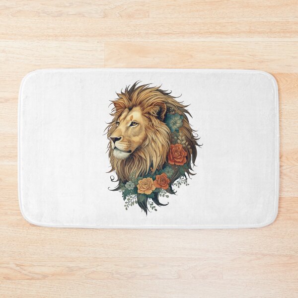 Item preview, Majestic Lion with Floral Mane – Boho Wildlife Nature Art Design designed and sold by Kruti Collection.