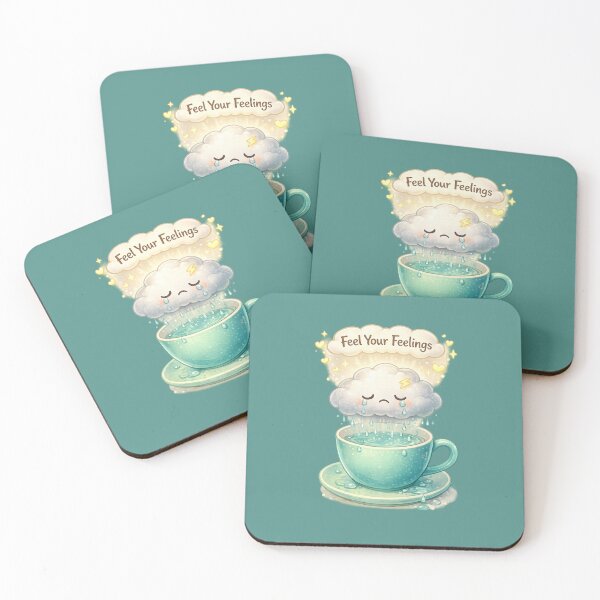 Item preview, Feel Your Feelings – Cute Cloud in Cup Mental Health Illustration designed and sold by StickyDelights.