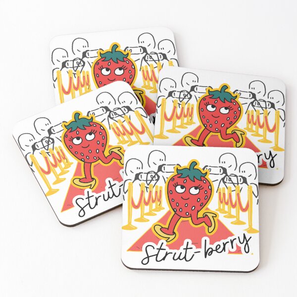 Item preview, Strut-Berry Strawberry Red Carpet Star Pun designed and sold by The-Melon-Cart.